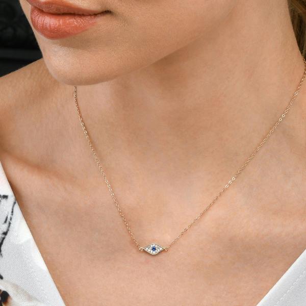 namana Rose Gold Plated 925 Sterling Silver Evil Eye Pendant Necklace For Women