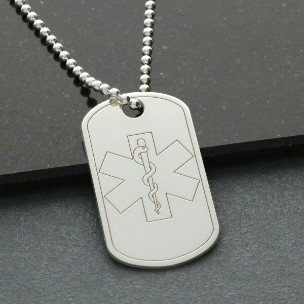 Christopher James of London Sterling Silver Medical Alert Snake Large Dog Tag With Engraving