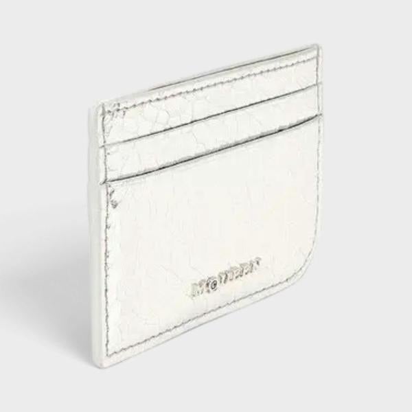 Alexander McQueen Sling Logo Card Case Metallic Silver