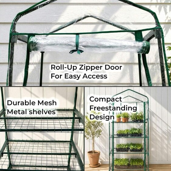 Neo Green 4 Tier Shelves Mini Greenhouse 150 x 70 x 50cm