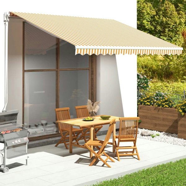 Berkfield Replacement Fabric for Awning Yellow and White 4x3.5 m