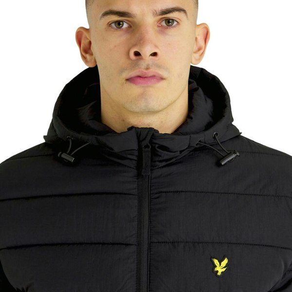 Lyle & Scott Branded Hooded Puffer Jacket - Black