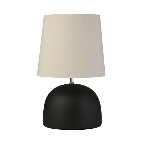 Lighting Collection LARGE BLACK CERAMIC TABLE LAMP WITH LINEN SHADE