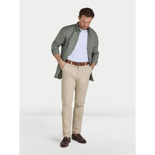 Raging Bull Mens Classic Linen Long-Sleeved Shirt - Olive - 