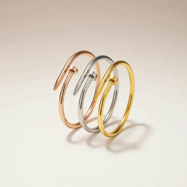 The Colourful Aura 18ct Plated Handmade Nail Luxury Cuff Arm Bangle Bracelet
