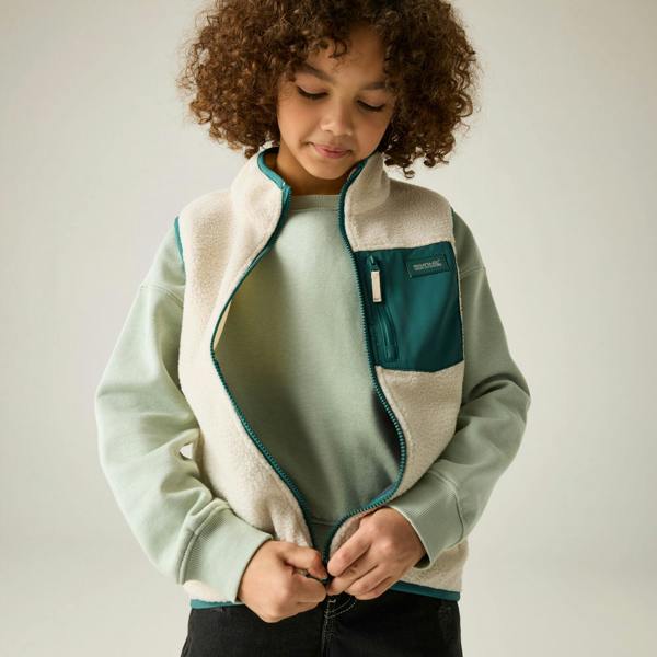 Regatta Childrens/Kids Frankie Fleece Body Warmer - Light Vanilla/Mediterranea - 