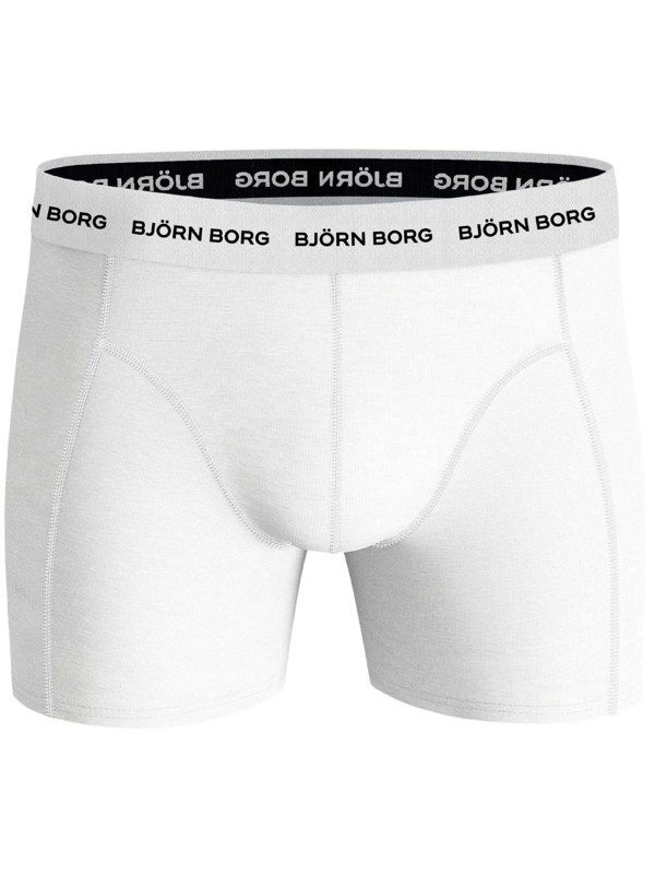 Bjorn Borg 3-Pack White Waistband Boxer Briefs, Black/White/Grey