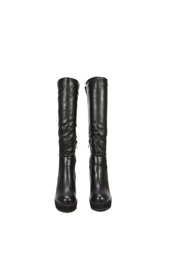 XY LONDON Knee High Wedge Heel Boots With Platforms