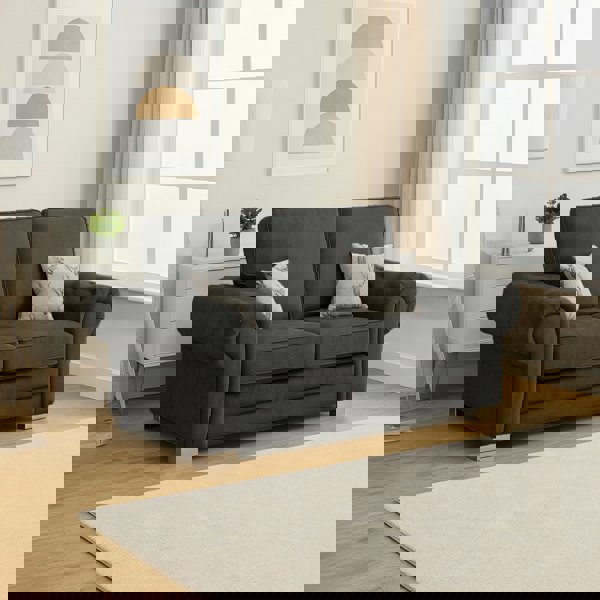 Furnishings For Less Milan Chesterfield Fabric 2 Seater Sofa - Full Back