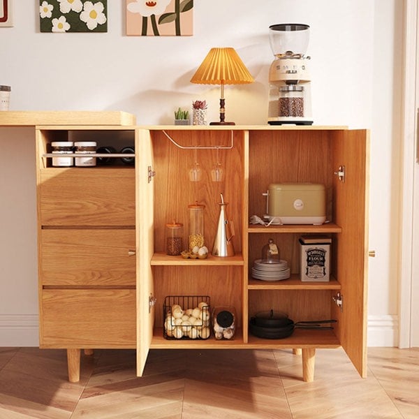 Melissa Folding Bar Table With Sideboard in a lifestyle setting with folding dining table with chairs inside