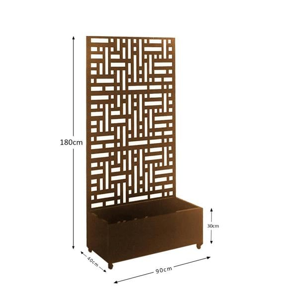 Nicoman Metal Indoor/Outdoor Privacy Screen with Plant Pot - 90cm x 180cm