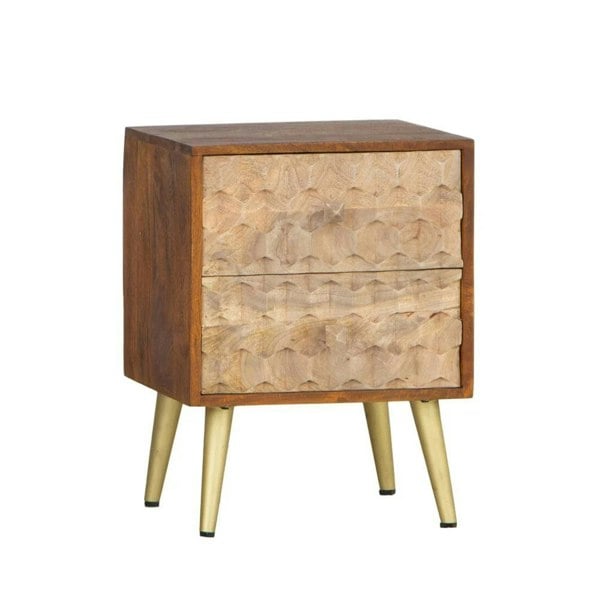 IH Design Perdue Dakota Solid Mango Wood 2 Drawer Lamp Table