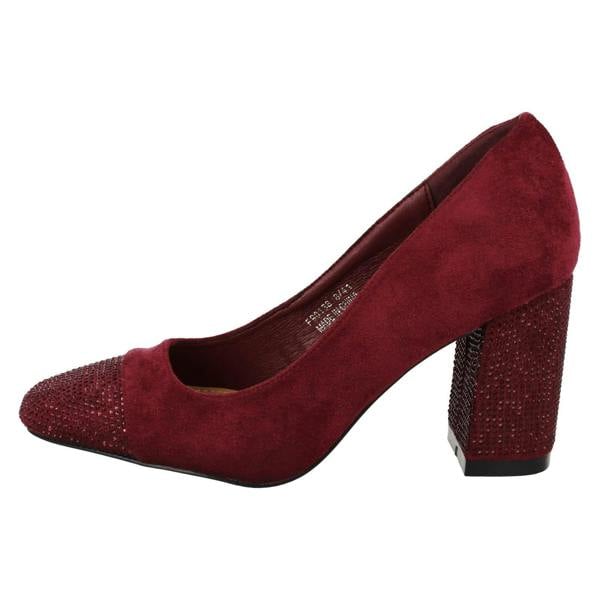 Spot On Ladies Spot On Diamante Heel And Toe Cap Court Shoes  F90138