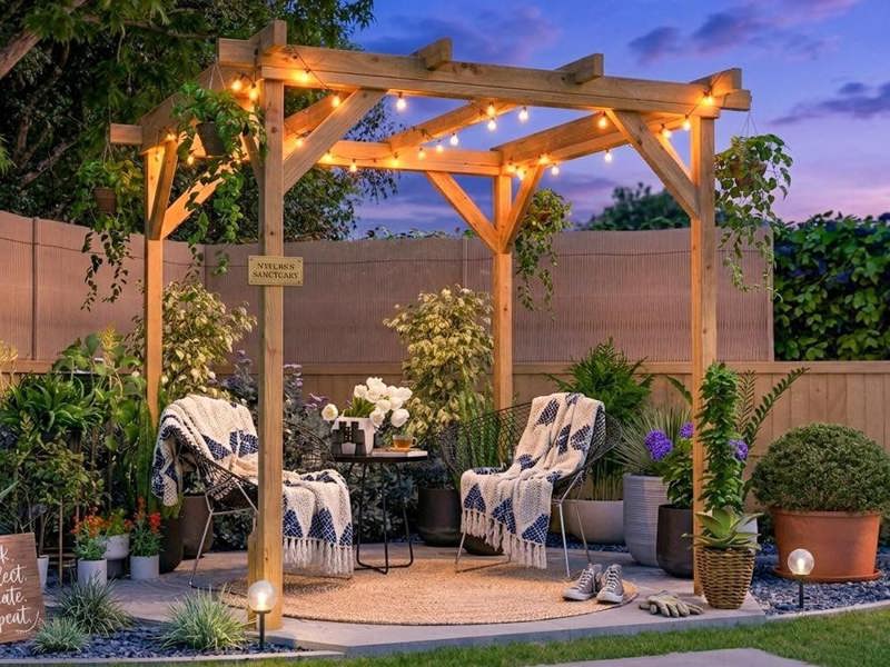 Dunster House Wooden Pergola Garden Plants Frame Utopia 2m x 2m (6' 6" x 6' 6")