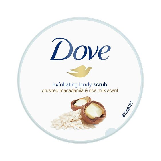 Dove Exfoliating Body Scrub Crushed Macadamia & Rice Milk, 225ml 4 Pack