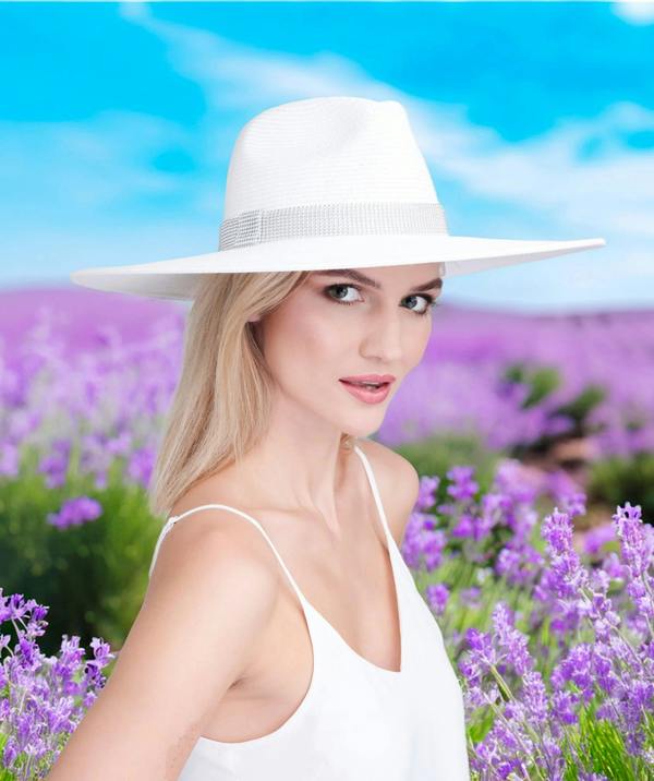 Pia Rossini Sasha - Wide Brim Straw Hat - White