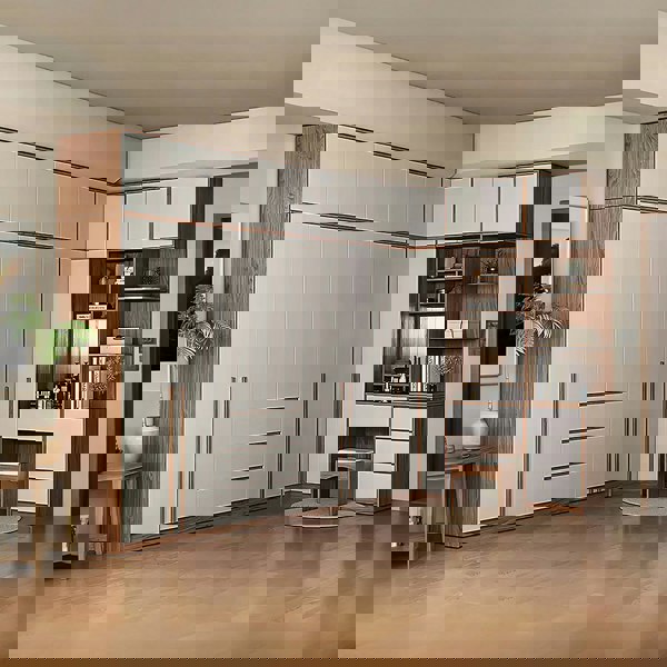 Nascimento Corner Wardrobe, Tall Wardrobe, L Shape Wardrobe With Dressing Table-Weilai Concept-Weilai Concept