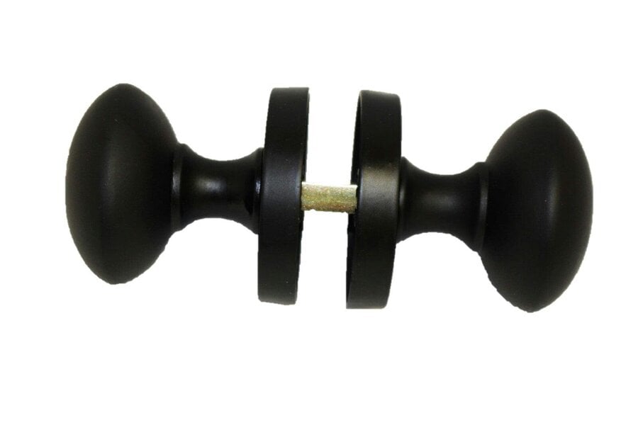 EDH Door Hardware Matt Black Round Door Knobs on Rose – Modern Internal Mortice Door Knob Set – 1 Pair