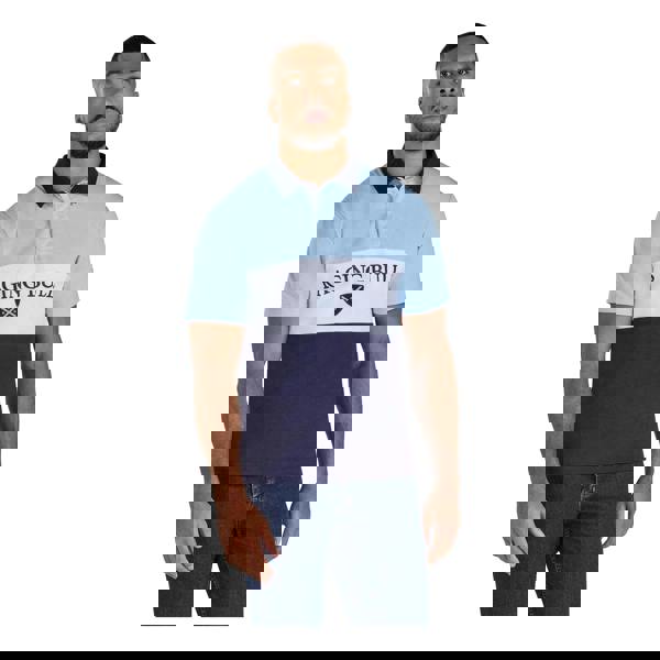 Raging Bull Mens Pique Cut and Sew Panel Rugby Polo Shirt - Navy - 