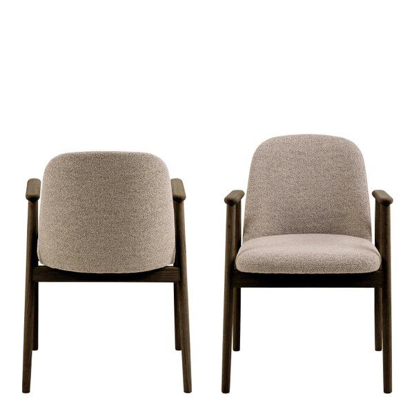 Wyld Haus Set of 2 Kampala Beige Monza Upholstered Dining Chairs With Armrest