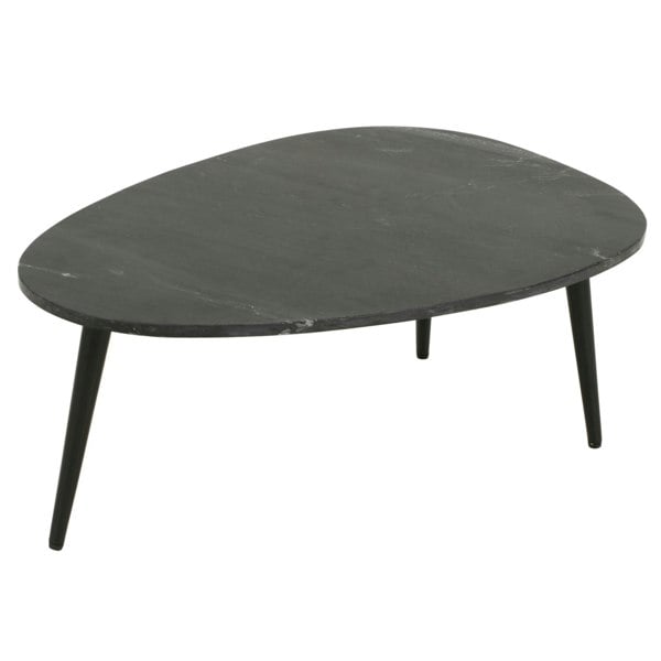 IH Design Miel Coffee Table With Black Marble Top and Metal Legs