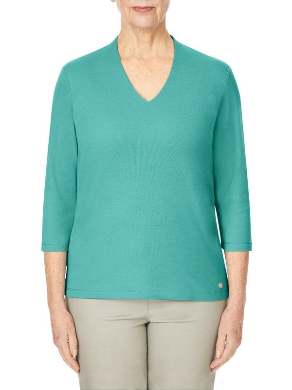PennyPlain High Back V-neck Top - Sea Green