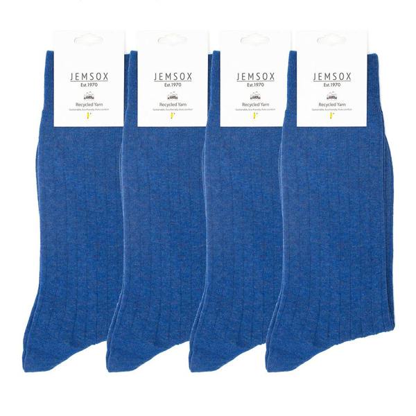 Jemsox 4 Pack - Premium Fine Ribbed Men’s Wedding & Formal Socks – Sweet Blue Melange