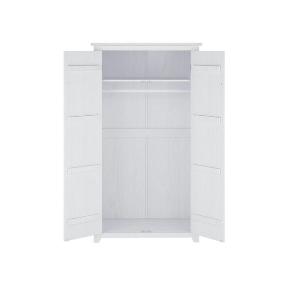 Wyld Haus Tralee Panelled White Washed Wooden 2 Door Wardrobe