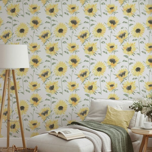 Catherine Lansfield Painted Sunflowers Wallpaper