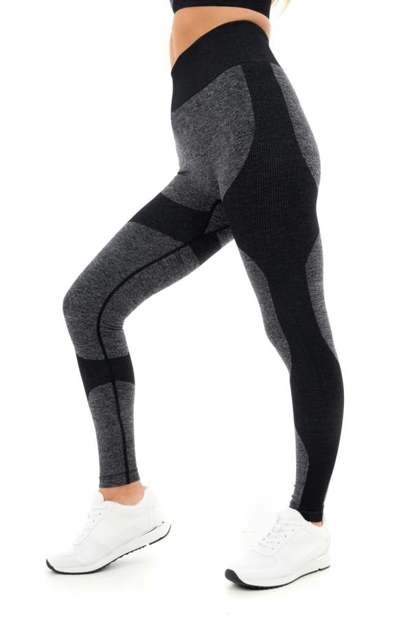 Smart Living Women's Seamless Ribbed Marl Leggings - Black
