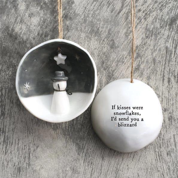 Kisses Were Snowflakes Porcelain Bauble Romantic Christmas Decoration