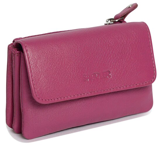 SADDLER Spacious Leather Purse "Lily" – Handmade by Saddler | RFID Protected & Gift Boxed | Triple Gusset Design for Cards, Coins & Keys - Magenta