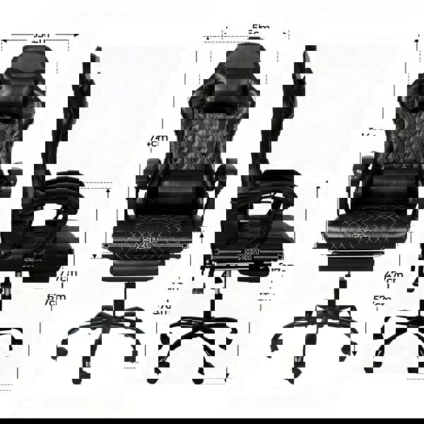 Levede Office Desk Chair PU Gaming Recliner Adjustable Height Swivel Black