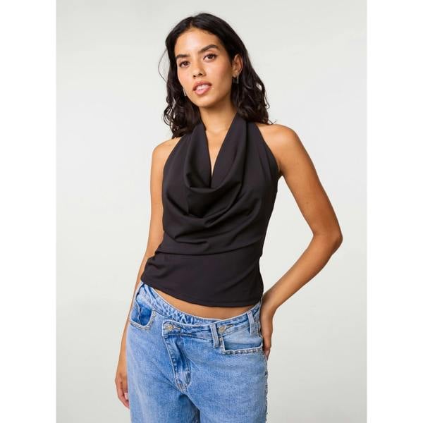 Pink Vanilla Halterneck Cowl Soft Stretch Top