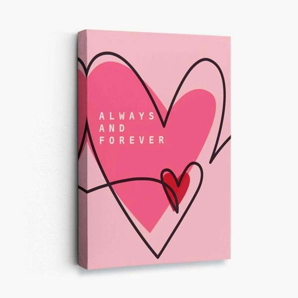 Artze Wall Art Always and Forever Sketch Hearts Canvas Art Print