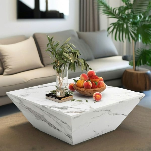 Rafaelo Mobilia Marble Effect Coffee Table With Hidden Storage