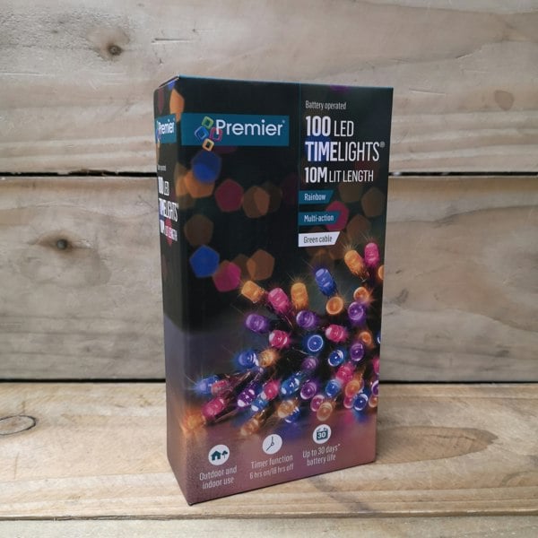 Samuel Alexander 100 LED 10m Premier Christmas Indoor Outdoor Multi Function Battery Operated String Lights with Timer in Rainbow
