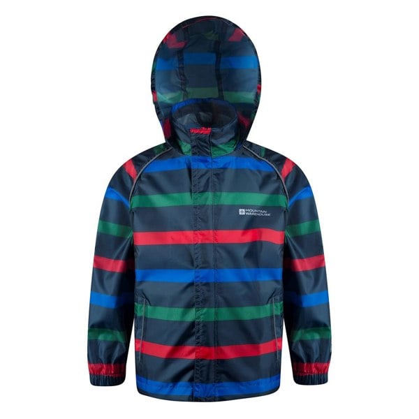 Mountain Warehouse Childrens/Kids Contrast Striped Waterproof Jacket - Navy
