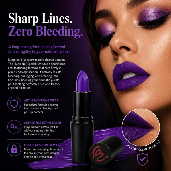 Aquarius Folly Fire Kino No Creamy Matte Lipstick Royal Purple Long Lasting Lip Colour