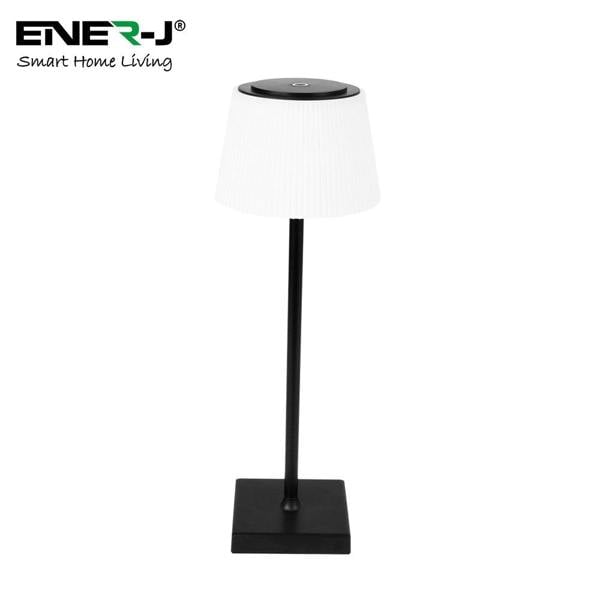 ENER-J Rechargeable Wireless LED Desk Lamp, 4W Dimmable Bedside Table Lamp, CCT Changing, Reading & Study Light, Black