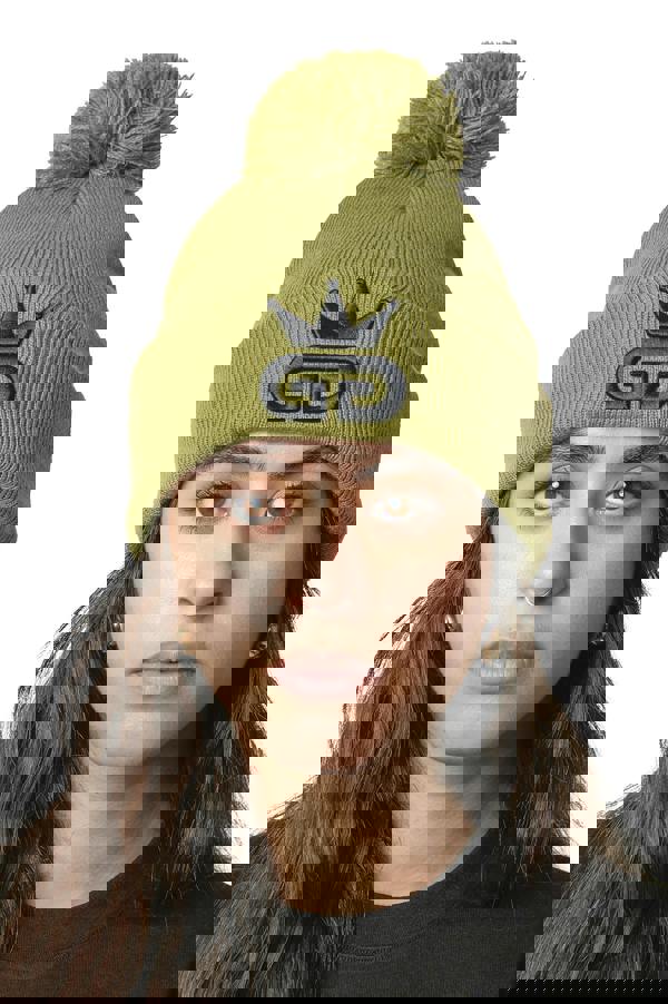 God Given Talent GGT Black Logo Olive Green Bobble Woolly Hat