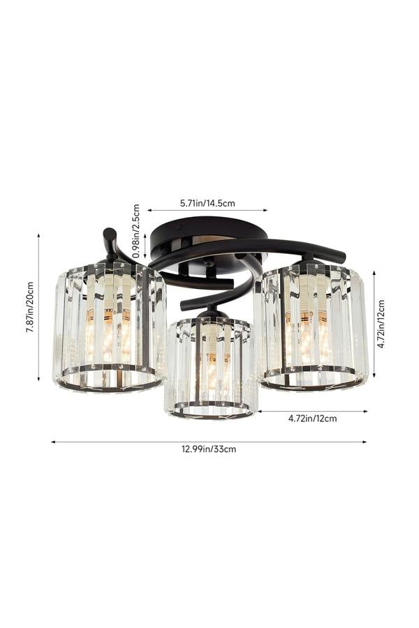Living and Home 3-Light Ceiling Light with Glass Shade