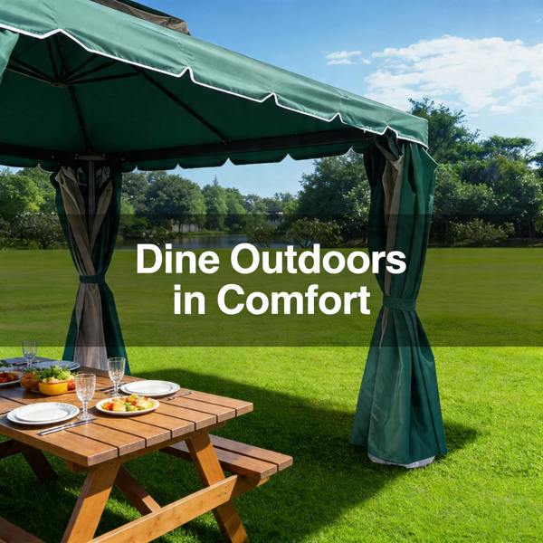 Shatchi Green Gazebo with Nets Aluminium Frame and Powder coated Steel Roof,3x4x2.75m