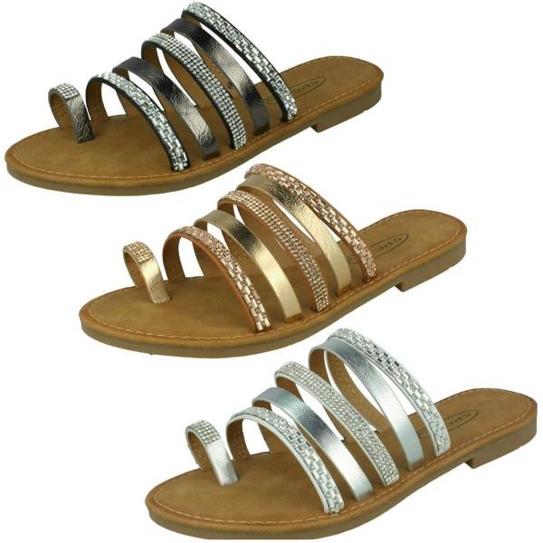 Spot On Ladies Spot On Flat Strappy Sandals F00262