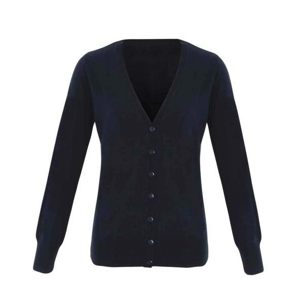 Premier Womens/Ladies Essential Acrylic V Neck Cardigan - Navy