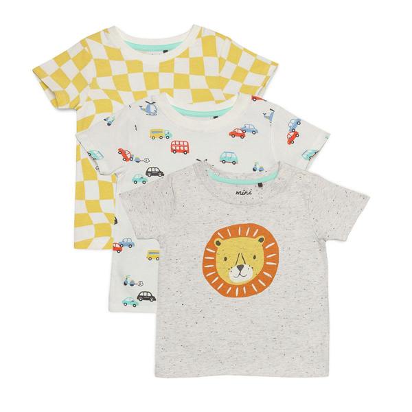 Mini Cuddles Baby Boys 3pk Printed T-Shirts, Multicolour