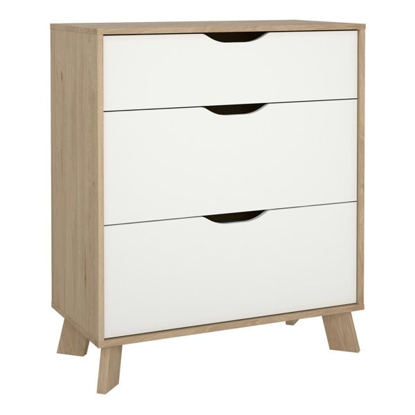 Furniture To Go Ikast Chest 3 Drawers in Jackson Hickory and White