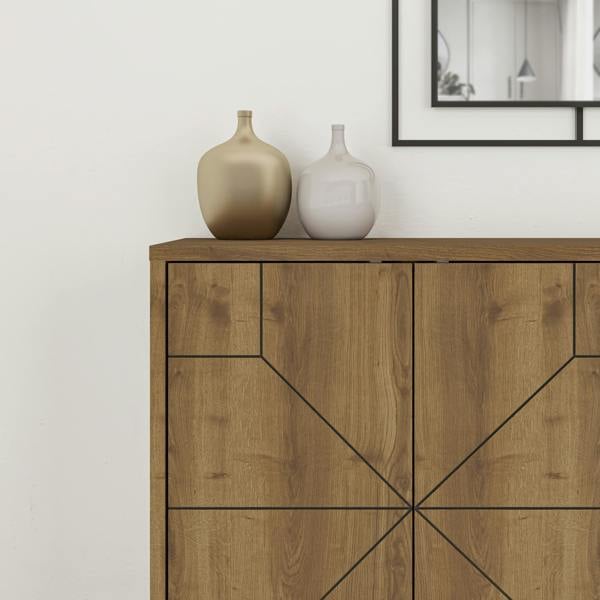 Decortie Dune Geometric 4 Door Sideboard with Metal Legs (W) 123cm