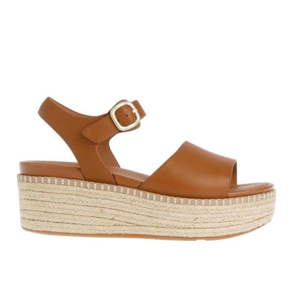 FitFlop Womens/Ladies Eloise Espadrille Leather Wedge Sandals - Tan - 