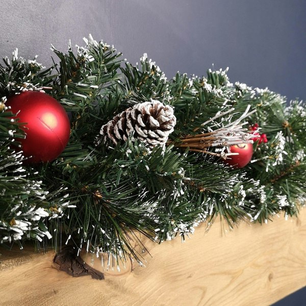 Samuel Alexander Premier 180cm (6ft) Festive Red Dressed Christmas Garland With Bows And Red Baubles
